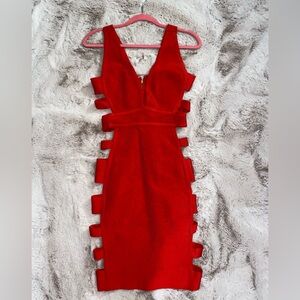Red Ruffled Tiered Bodycon Dress